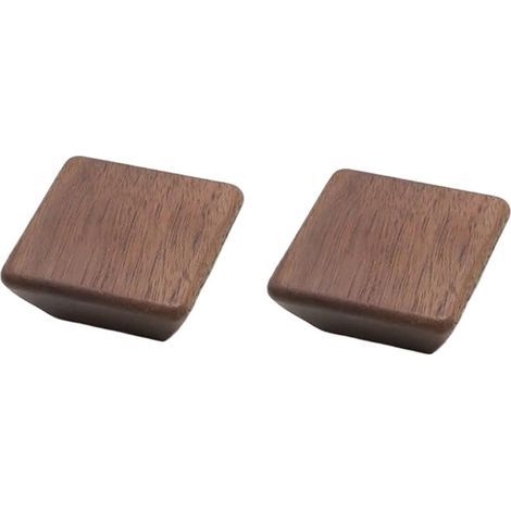 Set di 2 pomelli quadrati in legno di noce per cassetti, 45 mm con viti – Maniglie per porte in legno naturale – Maniglie per mobili di armadi, guardaroba, credenze e cassetti (1/5)