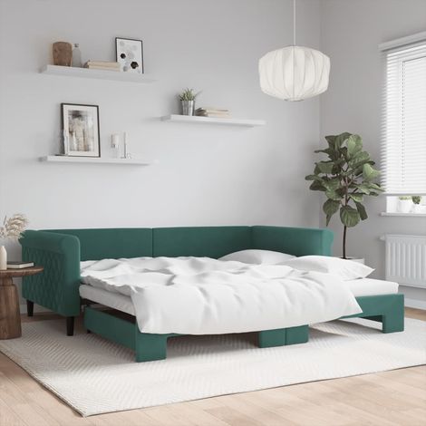 Sofá cama nido terciopelo verde oscuro 100x200 cm vidaXL