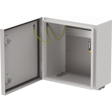 Coffret métal vide IP66 petit modèle avec RAIL DIN + grille perforée - SEWOSY - COF-IPP1 (1/2)