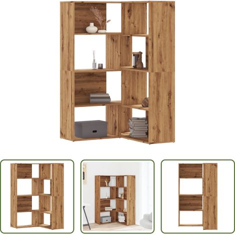 vidaXL Holzregal - Eck-Bücherregal 4 Etagen Artisan-Eiche 85x85x140 Holzwerkstoff (1/5)