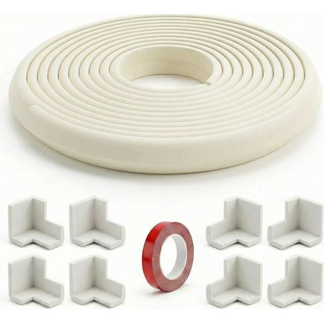 Lot de 8 protections d’angle et 5 m de bande murale – Mousse adhésive – Sécurité – Anti-chocs (1/5)