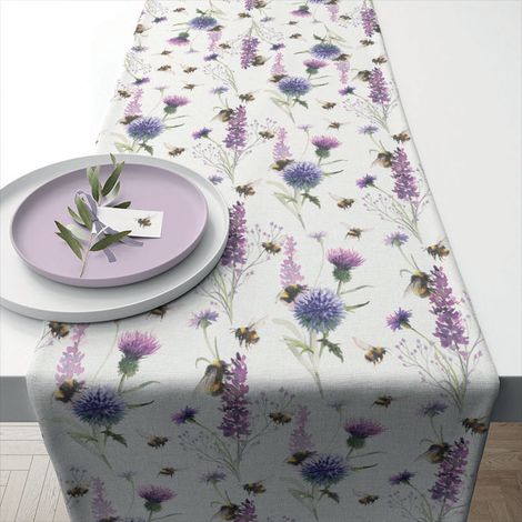 Chemin de table en coton bourdons et chardons 40 x 150 cm