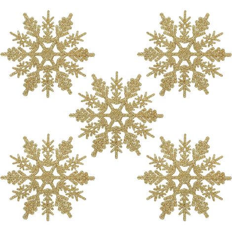Schneeflocken-Weihnachtsbaumschmuck, weißer Glitzer, 24er-Pack (1/5)