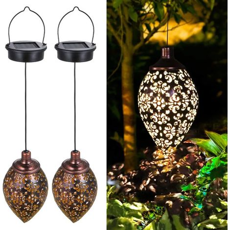 Set aus zwei IP44-Solar-Außenlaternen mit automatischer Zündung zur Beleuchtung von Terrasse und Garten (1/5)