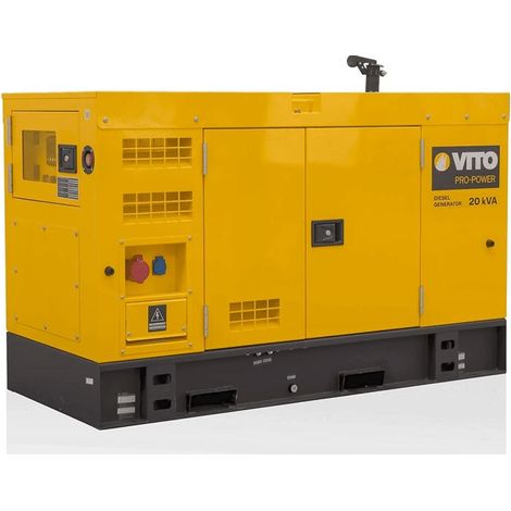 Vito – Groupe électrogène Diesel 20kVA 16kW – Triphasé et monophasé – Démarrage automatique – Autonomie 17h – Technologie AVR – Silencieux 80 dB(A) (1/4)