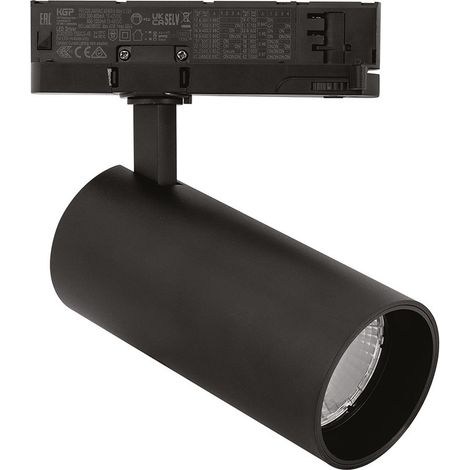 Projecteur Sur Rail Triphasé Gfa 40W Led Cree 3000K, Structure Aluminium Noir Mat, Faisceau 38°, Cri 90, Ip20 - Gealuce (1/2)