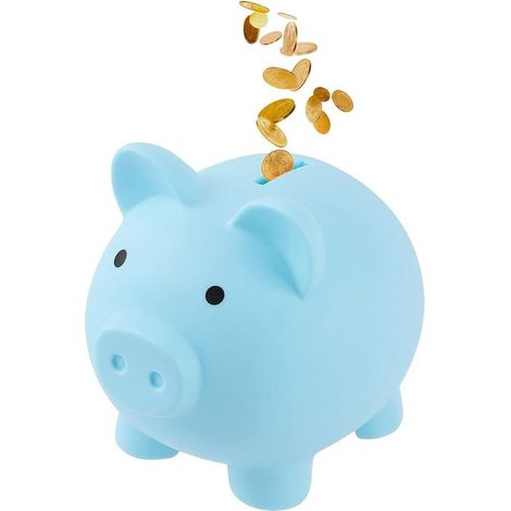 Tirelire Porc Bleu Adorable en Plastique Incassable, Coffre à Monnaie pour Enfants Filles et Garçons, Cadeau Amusant Anniversaire, Fête, Baby Shower (1/5)