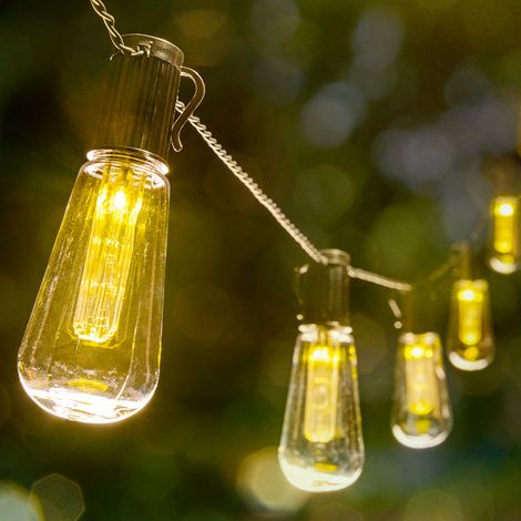 Guirlande Solaire Type Edison 30 Lumens 10 Ampoules 2700k - Ezsolar