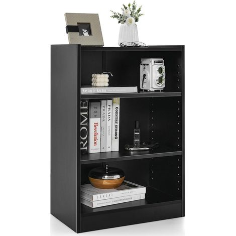 COSTWAY Libreria a 3 Piani, Scaffale Multifunzionale con Ripiani Regolabili e Dispositivo Antiribaltamento, per Soggiorno, Camera da Letto, Studio, 50 x 30 x 75 cm (Nero) (1/5)