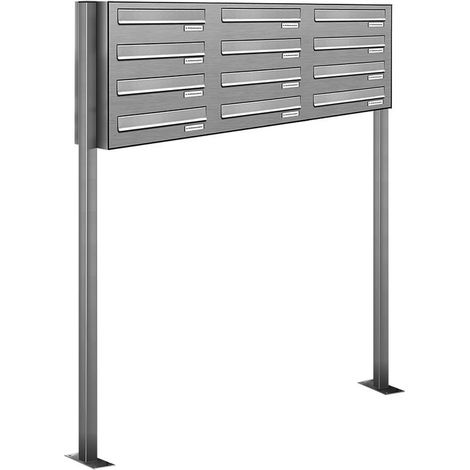 12er V2A Edelstahl Standbriefkasten Freistehend Durchwurfanlage (1/5)