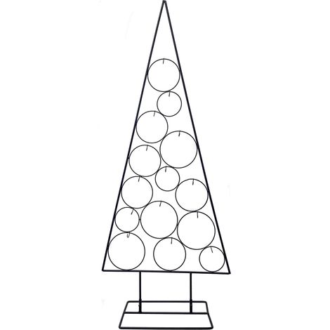 Metall Tannenbaum mit Kreisen schwarz - 123 cm - Deko Ständer zum Schmücken für Weihnachten und Advent