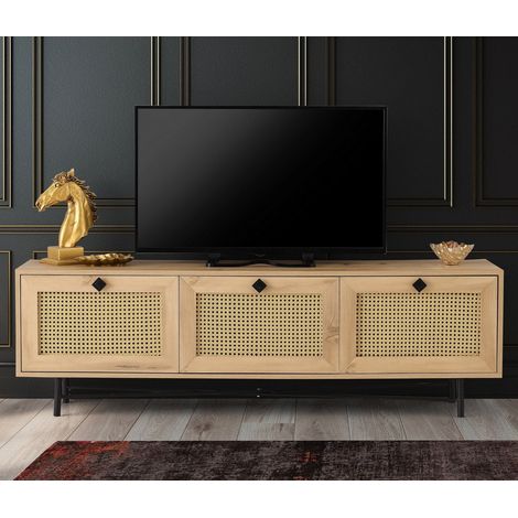 TV-Möbel Japandi Alcazar Eiche Melamin 180x60x40 cm