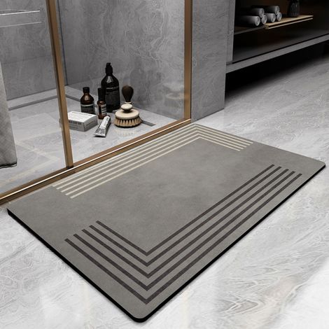 LAN Géométrie-2 Terre de diatomées 5080cm Tapis antidérapant pour salle de bain, tapis absorbant résistant à l'usure pour salle de bain, tapis de porte de toilettes en terre de diatomées (1/4)