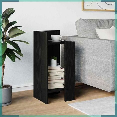 Table d'appoint avec étagère - 858544 - noir - bois d'ingénierie - 2 étagères (1/5)