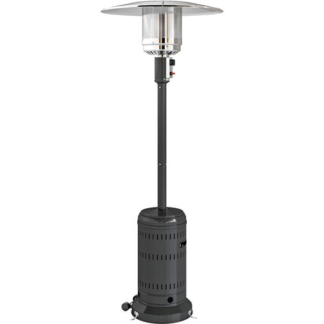 Parasol chauffant gaz extérieur 11 kW pour terrasse, chauffage portable réglable 82x82x223 cm noir