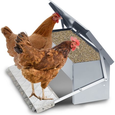 Wolketon 3x Automatischer Futtertröge, 5KG Futterautomat hühner Futterautomaten mit Selbstöffnend Pedal, Hühner Futterautomat, Futterspender Tröge für Geflügel