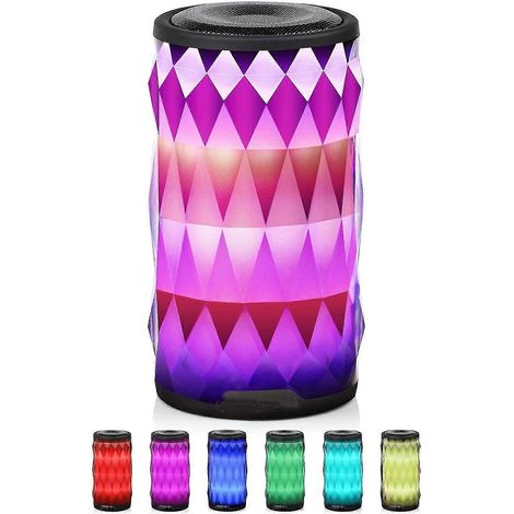 Enceinte Bluetooth 25-26 LED, enceinte sans fil avec veilleuse, enceinte Bluetooth portable avec 6 thèmes LED de couleur, mains libres/téléphone/PC/microSD/USB (1/4)
