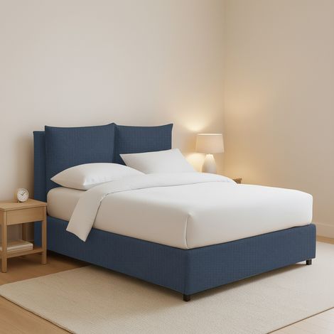 Cama Plaza y Media Newton, Desenfundable, Hecho en Italia, azul (1/4)