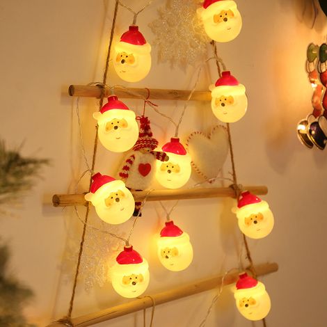 Intérieur  lumineuse LED Bonhomme de neige pour jardin,maison,mariage,fête de Noël,batterie Blanc chaud GROOFOO (père Noël，1,5m,10LED)