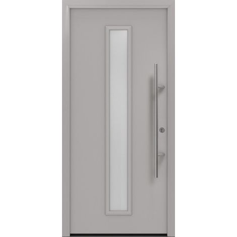 Puerta de entrada metálica PRO gris RAL9006 Satinato B1100mm H2100mm recta RC2 DIN EN1627