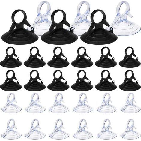 60 Pièces Ventouse pare Soleil, 45mm Ventouse Sans Crochets Ventouse, PVC Ventouses Mini Ventouse Transparente et Noire Ventouse, Ventouse pour Vitre (1/4)