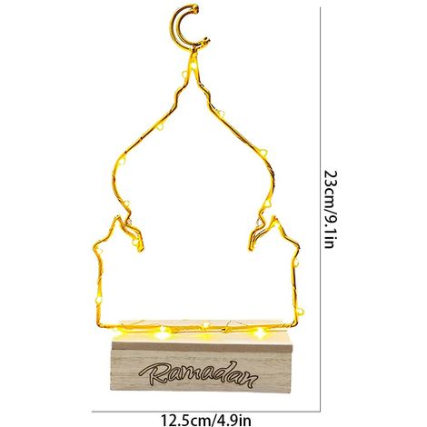 Lampe LED lumineuse de lune pour l'Aïd, Ramadan Moubarak, lumières décoratives, ornements en fer durables et multifonctionnels (1/5)