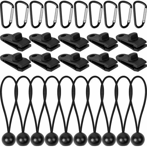 30 Pièces Clips de Bâche Noir Pinces pour Bache Reutilisable Robuste Clip de Tente Pince Piscine Bache Élastique Bache Remorque Accessoire pour Le Camping Bâches Caravane Toile d'Ombrage de Jardin