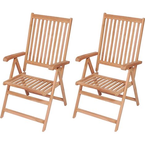 Reclining Garden Chairs 2 pcs Solid Teak Wood vidaXL