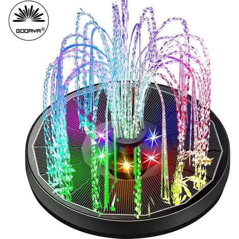 Fontaine solaire lumineuse (16 cm) pour bassin, étang ou cascade, jardin et décoration d'extérieur, avec abreuvoir pour oiseaux. (1/5)