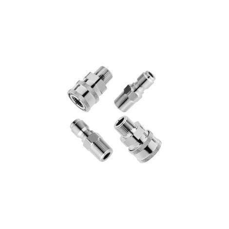 Set di adattatori per idropulitrice, 2 set di raccordi a innesto rapido da 9,5 mm, kit di sgancio rapido maschio per idropulitrice, acciaio inox, 5000 PSI - Crezuo (1/4)
