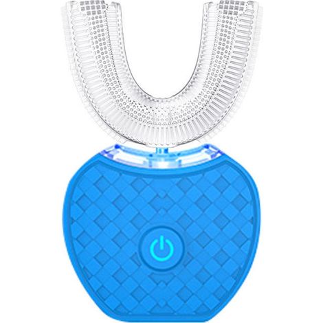Cepillo de dientes eléctrico automático para adultos, cepillo de dientes eléctrico ultrasónico de 360 grados, cepillo de dientes eléctrico de viaje en forma de U con silicona de grado alimenticio, col (1/5)