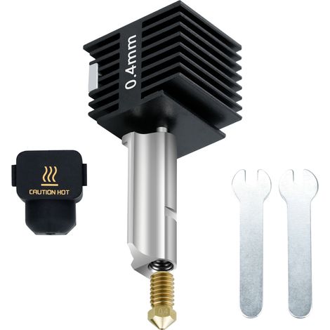 Kit Hotend Amélioré Buse 0.4mm, Corps de Chauffe Cuivre Plaqué, Heatbreak, Compatible Bambu Lab A1/A1 mini, pour Filaments 1.75mm PLA ABS PETG TPU PP PC Nylon PEEK PEI, 2 Clés + Manchon Silicone (1/2)