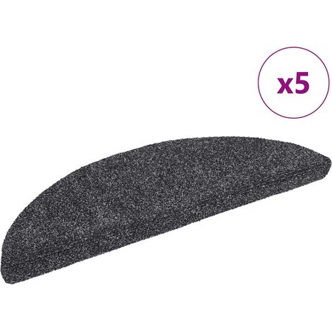 vidaXL Tapis d'escalier autocollants 5 pièces 56 x 17 x 3 cm Gris foncé Demi-rond