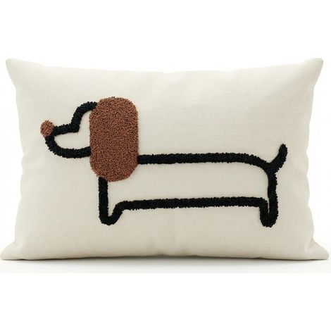 Housse de Coussin avec Motif Teckel, Housse de Coussin Décoratif, Décoration de Coussin en Toile, Canapé Taie D'oreiller Lavable, Housse Coussin Canape pour Chambre Salon Jardin Fauteuil (50x30cm) (1/5)