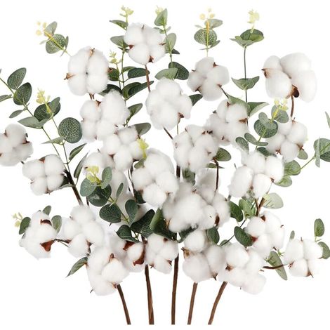 5 tiges de coton, fleurs de coton artificielles (1/4)
