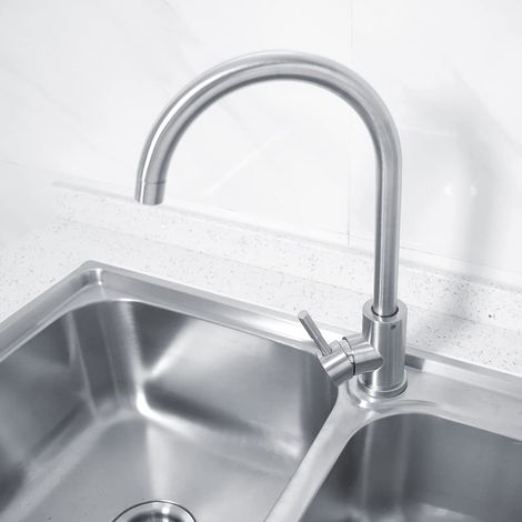 Rubinetto miscelatore in acciaio inox, miscelatore per cucina, bagno e ufficio (cinghia a ombrello, tubo da 60 cm, 2 pezzi).