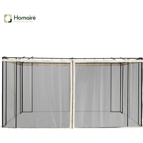 HOMAIRE Moskitonetz für 3x4 Pavillon avec 4 côtés en maille nylon noire et fermeture éclair pour protection contre les insectes