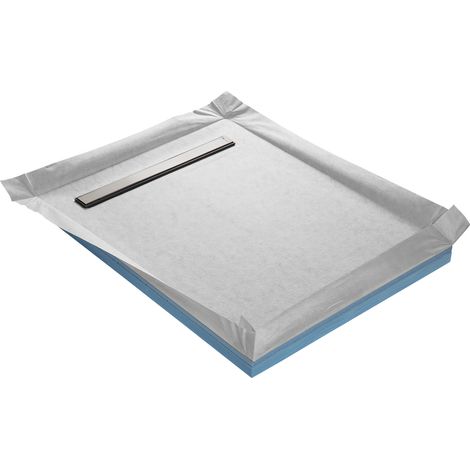 Receveur de douche à carreler compact caniveau + natte étanche + siphon ultra plat - 185 x 90 cm x 67 mm (1/5)