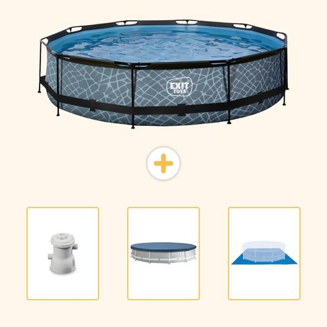 Exit-toys Piscine Exit Ronde - Effet Pierre - 360x76 cm - 4-pièces SCB88 (1/5)