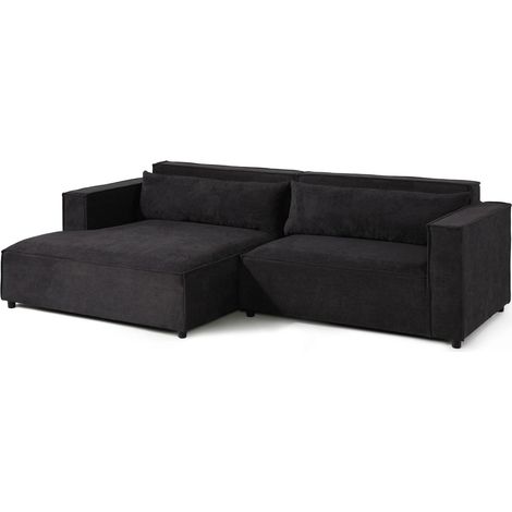Ecksofa Ottomane links Geflechtstoff 266x150x80 anthrazit FINNMassivmoebel24 GmbH