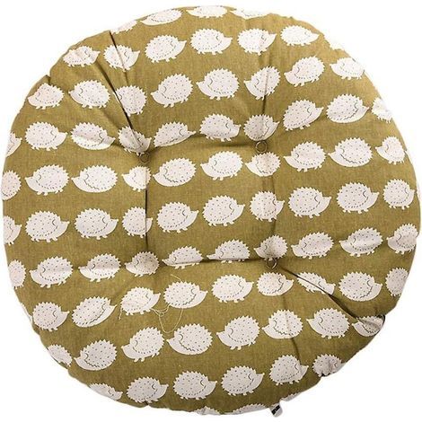Coussin rond pour chaise d'extérieur, 40 cm, coton et lin, motif hérisson, fleurs et animaux