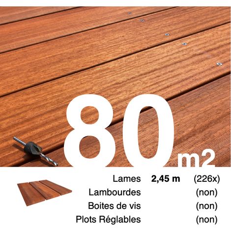 Planches de terrasse bois exotique PADOUK pour 80 m² • Longueur 2,45 m • Livraison gratuite (1/4)