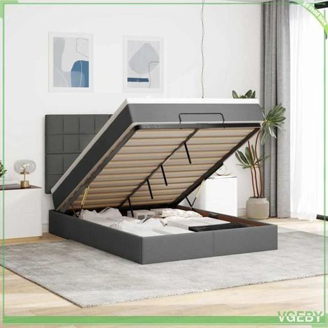 Cadre de lit ottoman avec matelas - Modèle 3314011 - Gris foncé - 140x200 cm - Rangement hydraulique (1/5)