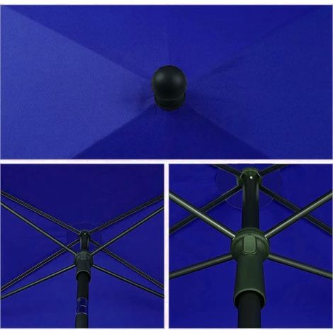 Ombrellone Rettangolare Da Giardino Parasole Per Balcone Con Inclinazione Regolabile Anti UV Impermeabile Ombreggiante Per Mare Spiaggia Piscina Terrazzo Facile Trasporto 198 x 125 Cm (Blu) - Colore: 