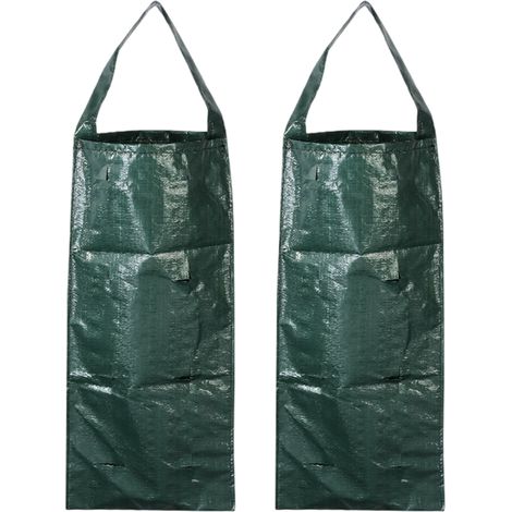 Lot de 2 sacs de culture suspendus, sacs de plantation à 8 trous pour fleurs, fraises et tomates, respirants (verts) (1/5)
