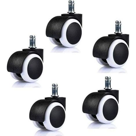 Pack of 5 office chair castors, chair wheel diameter (50 mm), chair swivel wheel, swivel wheel office chair (1/5)