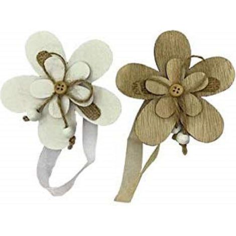 TrAdE Shop Traesio - Calamite Calamita 2pz Legno Fiore Fermatenda Design Tende Ferma Ornamento Tenda -