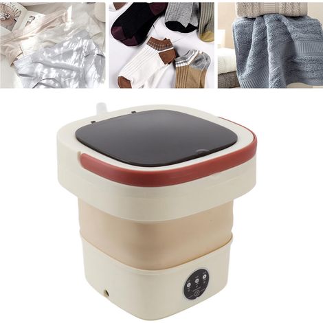 Lavadora compacta y portátil con función de centrifugado, 6 litros, color café con leche, cable europeo. (1/5)