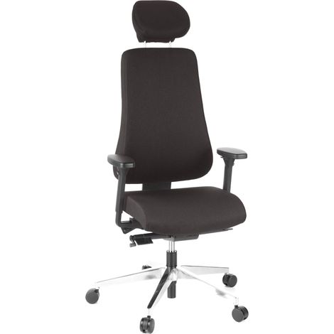 Bürostuhl / Chefsessel PRO-TEC 400 Stoff schwarz Alu poliert hjh OFFICE