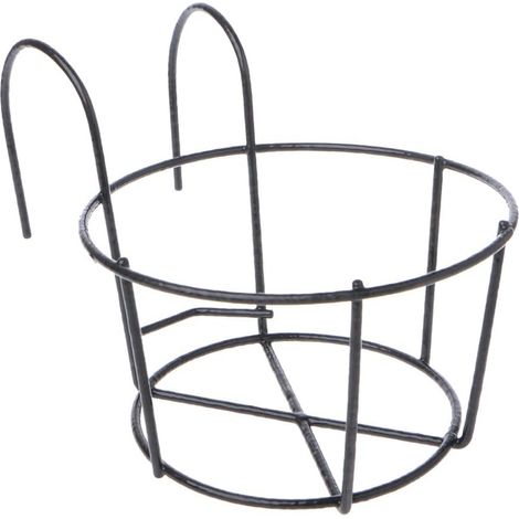 Pots de Fleurs, Suspendus Plantes en Fer Supports Balcon Pot de Fleur Rond Support Garde-Corps clôture extérieur-Noir (1/5)